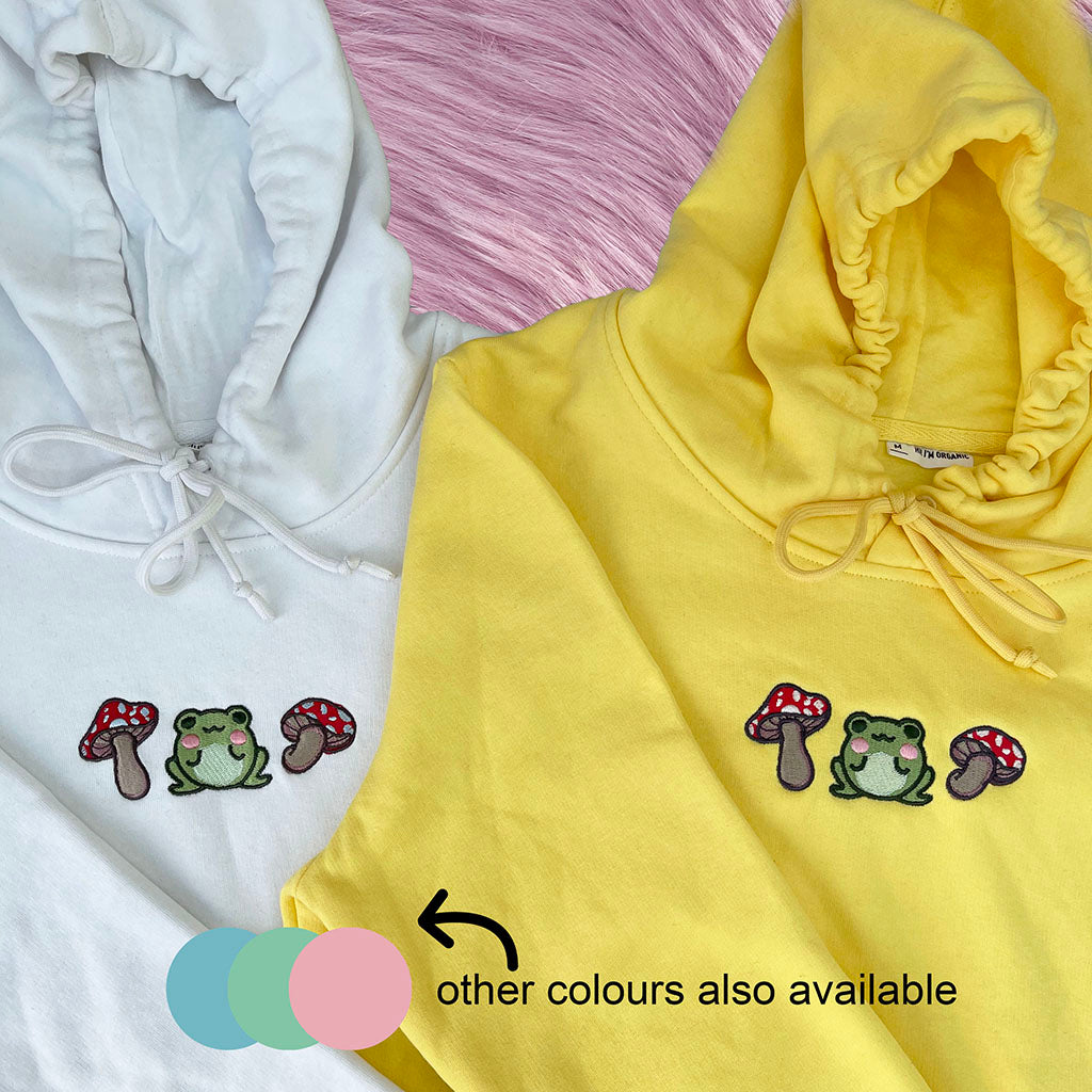 Mushroom and Frog Organic Hoodie – Pink Bird Originals