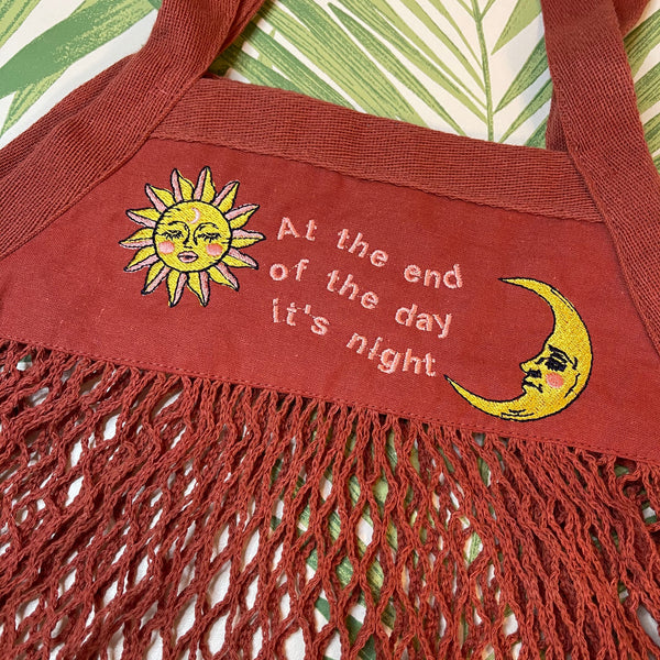 At The End Of Day It's Night Shopping Tote Bag Embroidered Organic Beach Bag