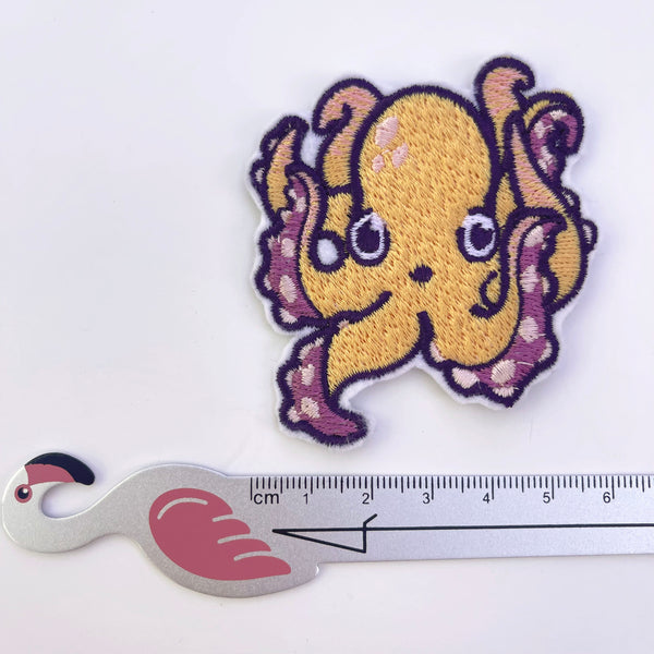 Cute Orange Octopus Iron On Embroidery Patch
