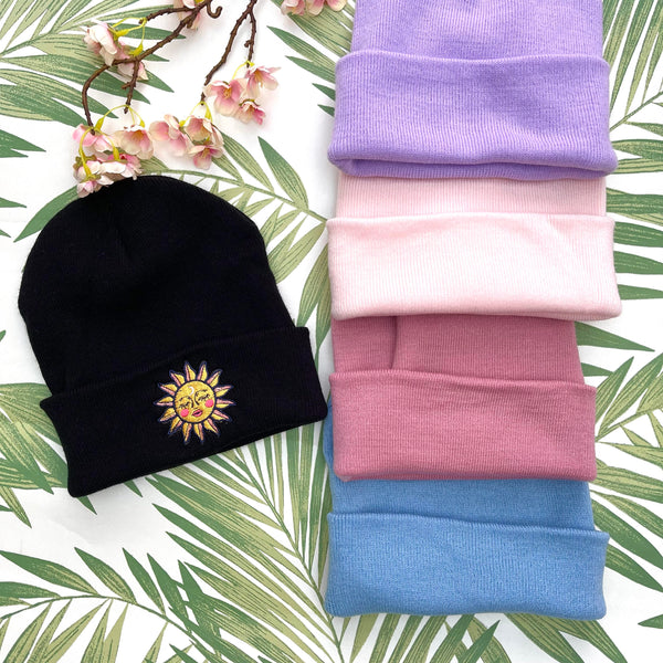 Celestial Sun Embroidered Beanie Hat