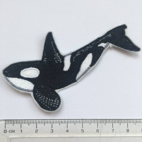 Orca Killer Whale Iron On Embroidered Patch