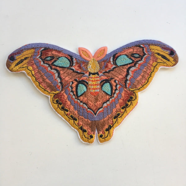 Huge Beautiful Embroidered Atlas Moth Iron On Patch Detailed Butterfly