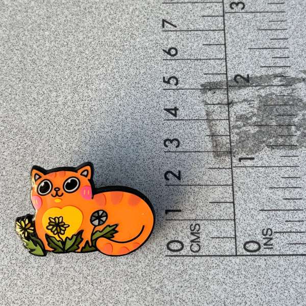 Ginger cat in dandelions Enamel Pin