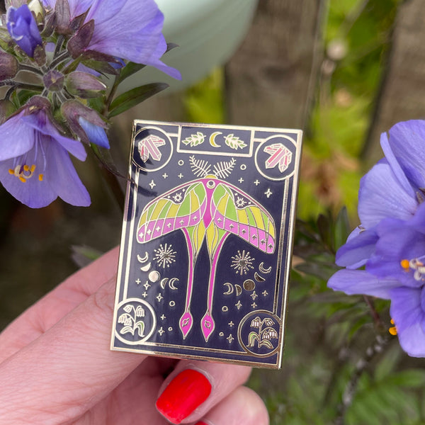 Celestial Luna Moth Enamel Pin