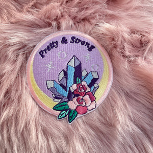 Pretty and Strong Round Crystal Lunar Moon Iron On Embroidery Patch