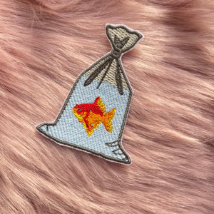 Goldfish in bag embroidered Iron On Patch