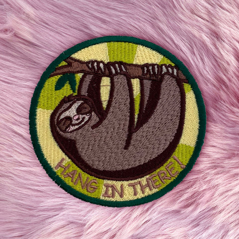 Happy Sloth Motivational Message Hang In there Iron on embroidery patch