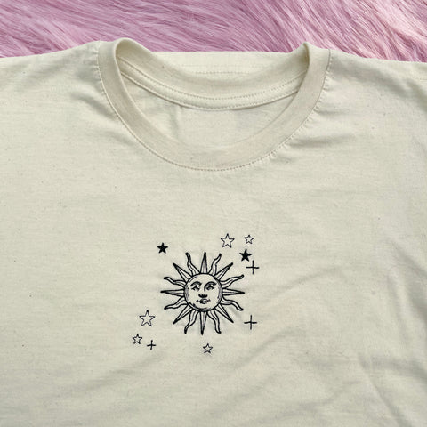 Solar Sun Celestial Embroidered T Shirt