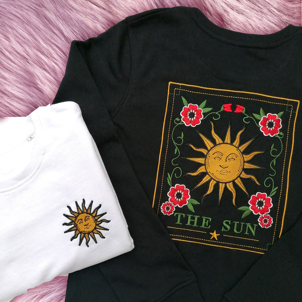 The Sun Tarot Organic Sweater Jumper Floral Front and Back