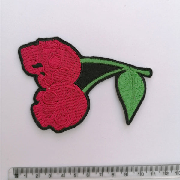 Cherry Skull Cute Goth Iron On Embroidery Patch