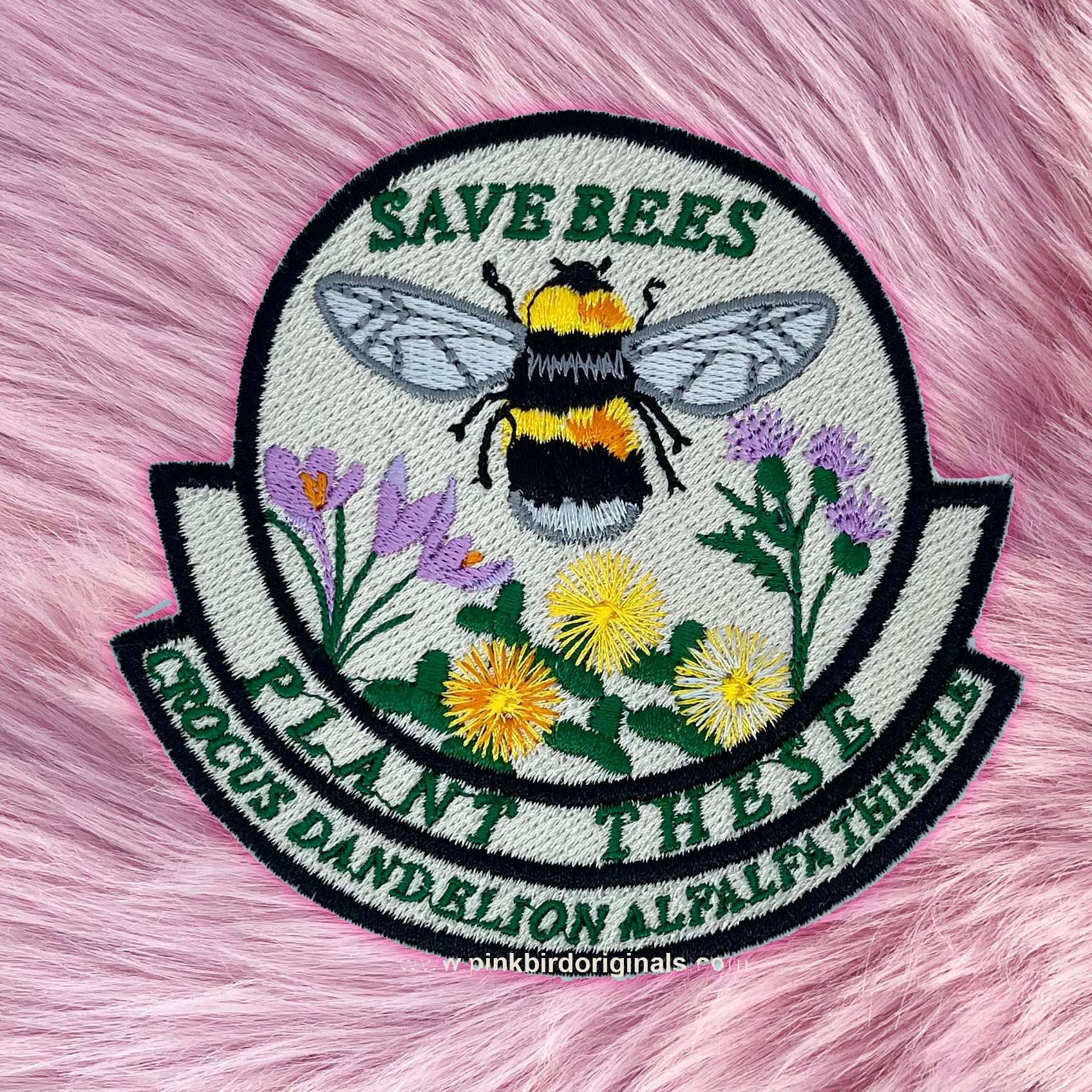 Save the Bees Iron On Embroidered Patch