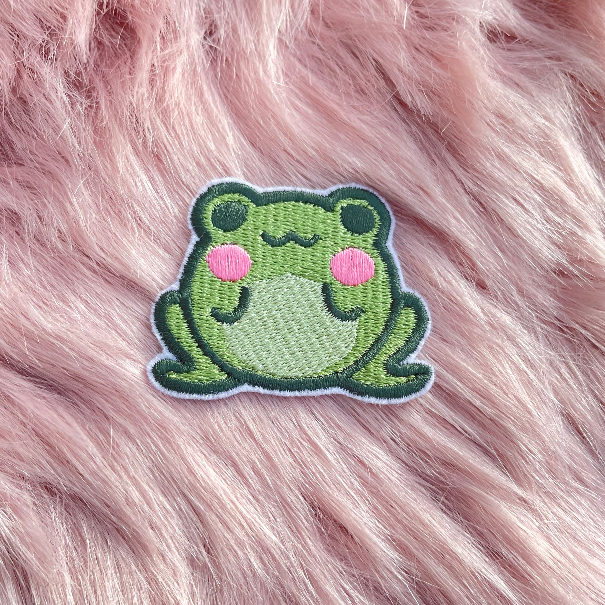 Sweet little green frog froggie iron on embroidery patch