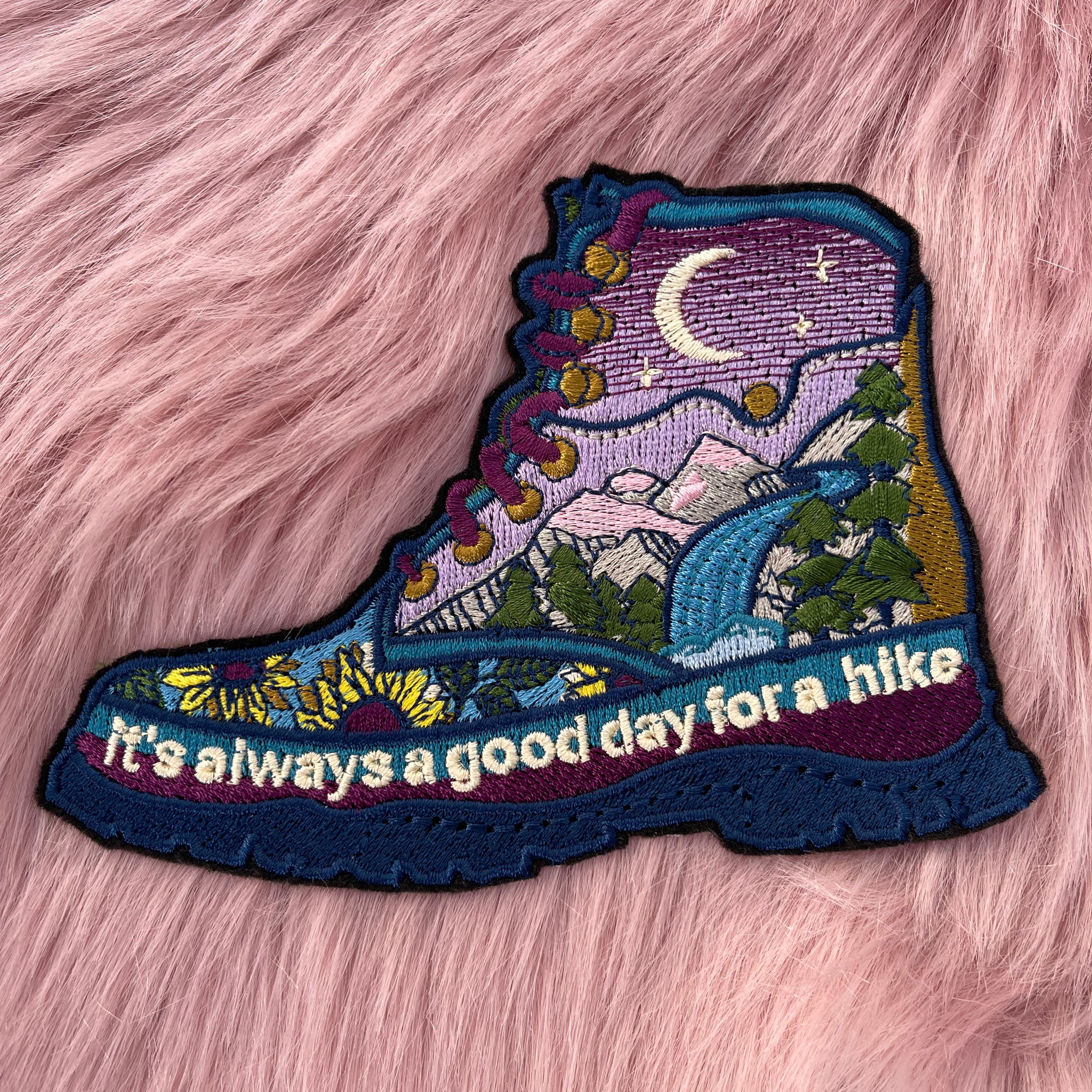 It's always a good day for a hike boot Travel Themed Iron On Embroidery Patch