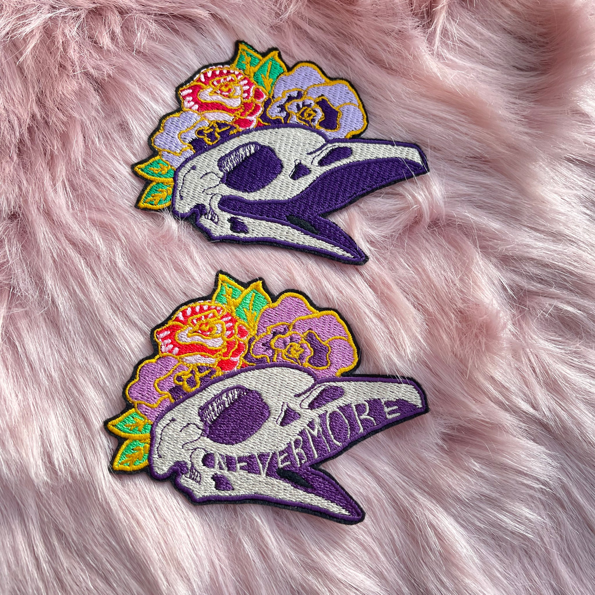 Witchy Bird Skull Skeleton Gothic Iron On Embroidery patch for jackets