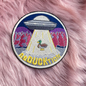 Pun Patch Alien AbDUCKtion Abduction Iron On Embroidery Patch Sci Fi