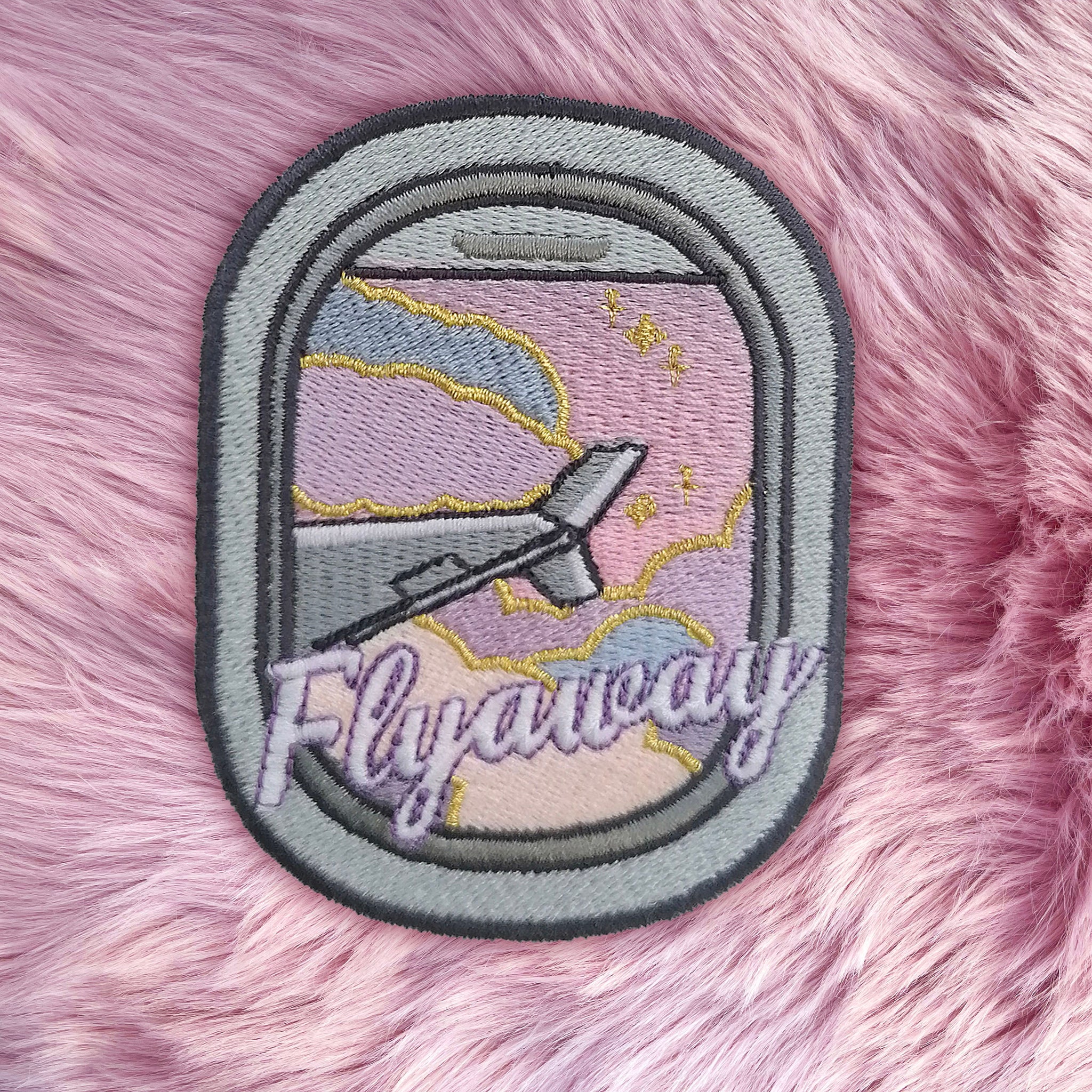Flyaway Summer Vibes Golden Sunset aeroplane airplane iron on embroidery patch