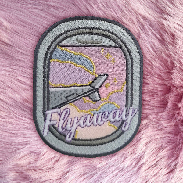 Flyaway Summer Vibes Golden Sunset aeroplane airplane iron on embroidery patch
