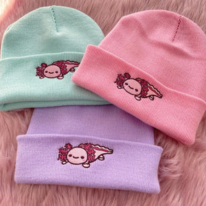Axolotl Embroidered Beanie Hat