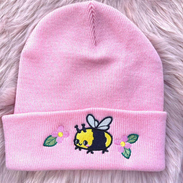 Cute Bumble Bee Embroidered Beanie Hat