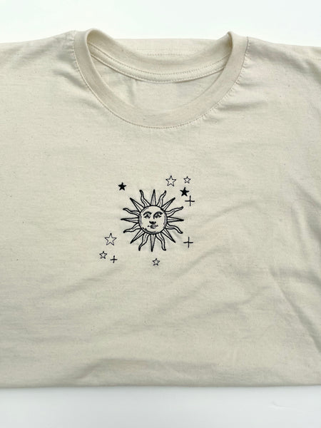 Solar Sun Celestial Embroidered T Shirt