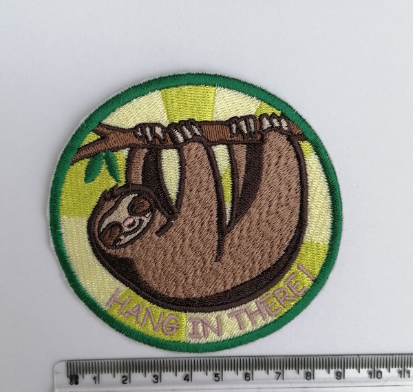 Happy Sloth Motivational Message Hang In there Iron on embroidery patch