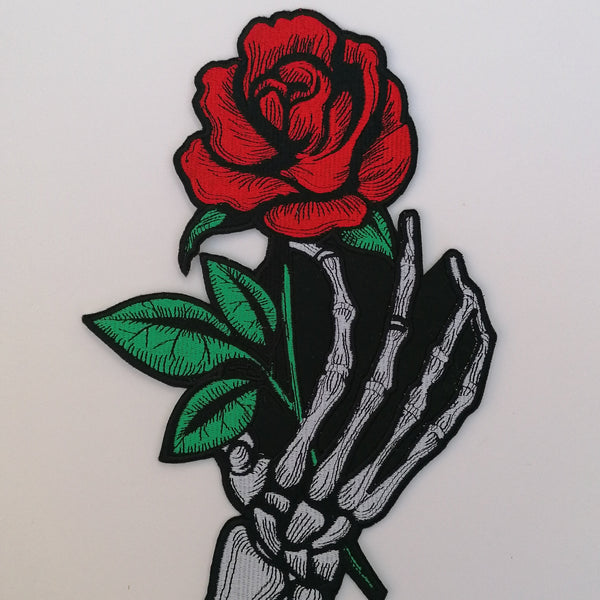 Skeleton Hand Rose Tattoo Inspired Iron On Embroidery patch large patch