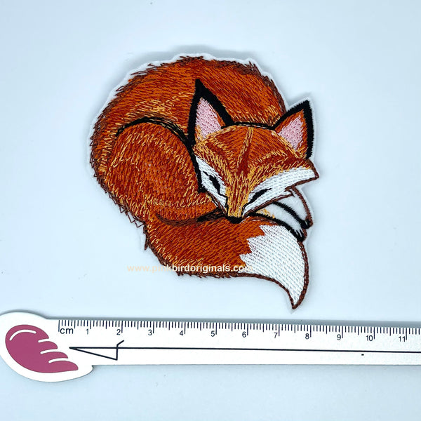 Small Sleeping Fox Cute Iron On Embroidery Patch