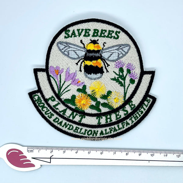 Save the Bees Iron On Embroidered Patch