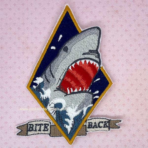 Fierce Shark Surfer Style Bite Back Embroidery Patch