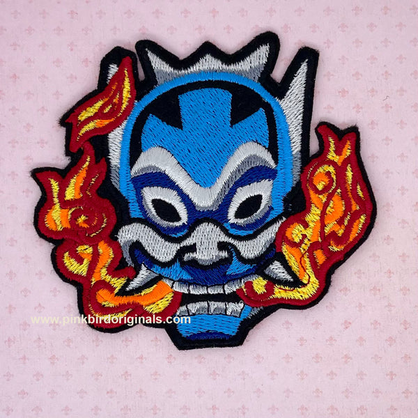 Oni Demon mask Iron on Embroidery patch