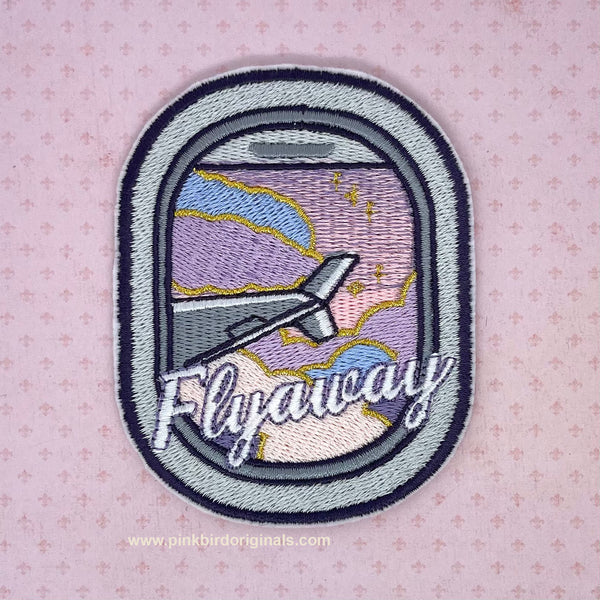 Flyaway Summer Vibes Golden Sunset aeroplane airplane iron on embroidery patch