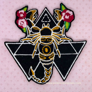 Scorpion Flowers Geometric Iron On Embroidered patch