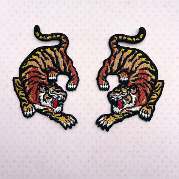 Iron On Chinese Art Inspired Tiger Embroidery Patch