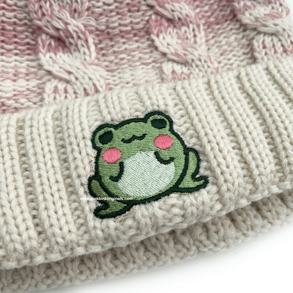 Froggie Beanie Hat with Pom Pom