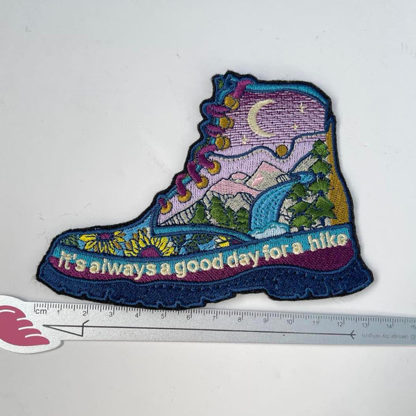 It's always a good day for a hike boot Travel Themed Iron On Embroidery Patch