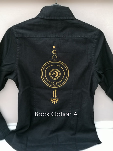 Customisable Celestial Denim Shirt Star Sign horoscope luna stars planets astrology fashion