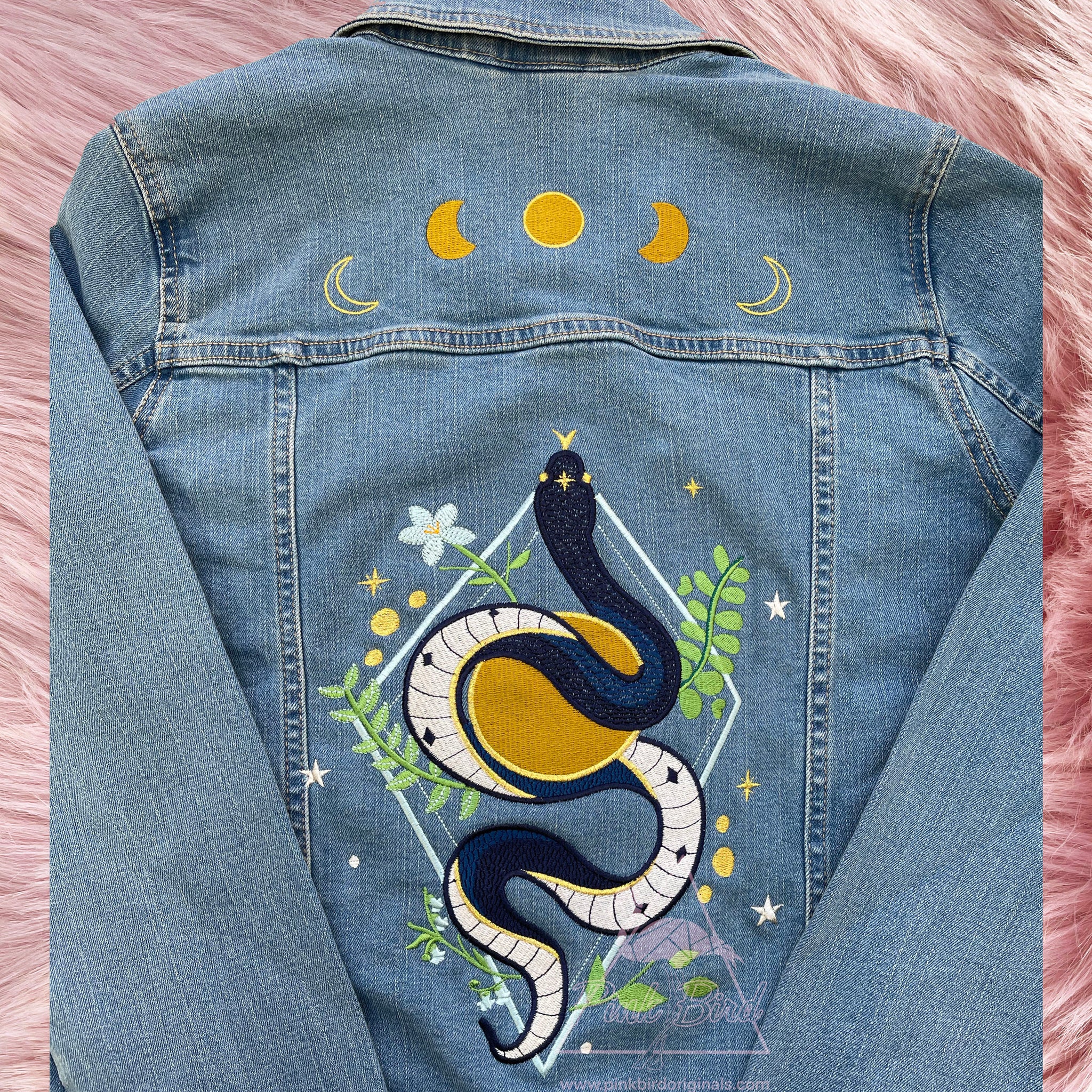 Embroidered Snake on Denim Jacket