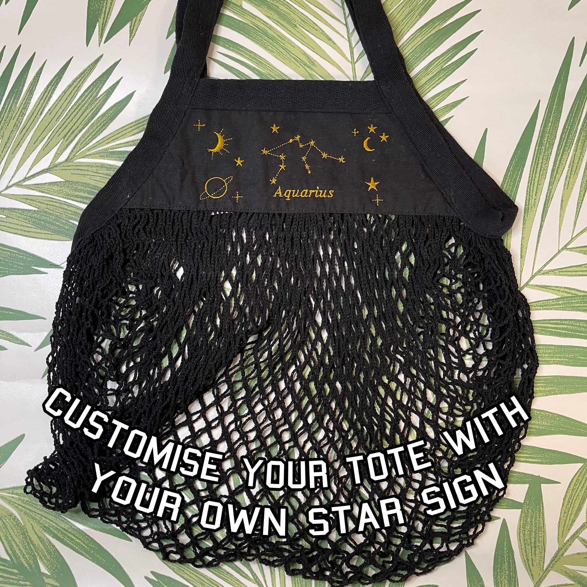 Customisable Celestial Star Sign Solar Tote Bag Mesh Shopping bag