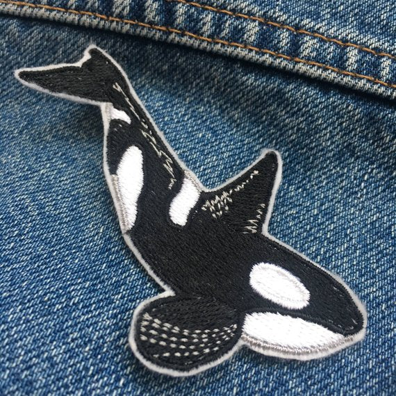 Orca Killer Whale Iron On Embroidered Patch