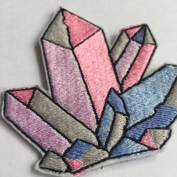 Crystal Quartz Iron On Embroidered Patch