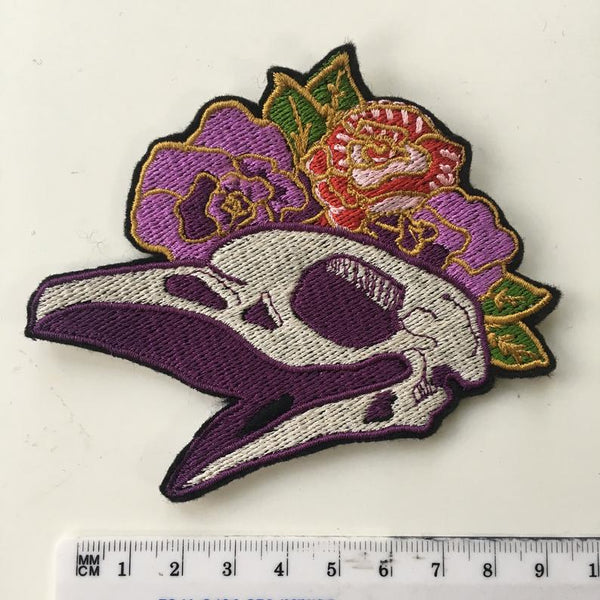 Witchy Bird Skull Skeleton Gothic Iron On Embroidery patch for jackets