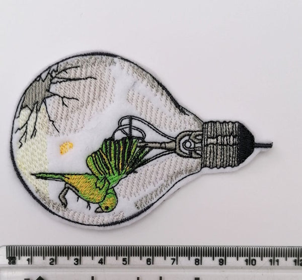 Bird in a Light Bulb Cute Iron On Embroidery Patch