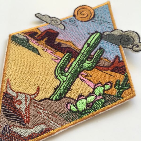 Desert Scene Texas Western Theme Iron On Embroidery Patch jacket accessory Alternative Styles